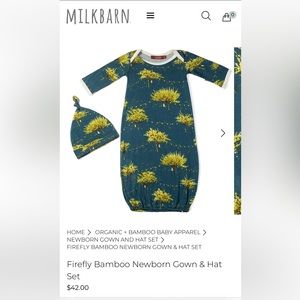 Milkbarn Firefly bamboo newborn gown and hat